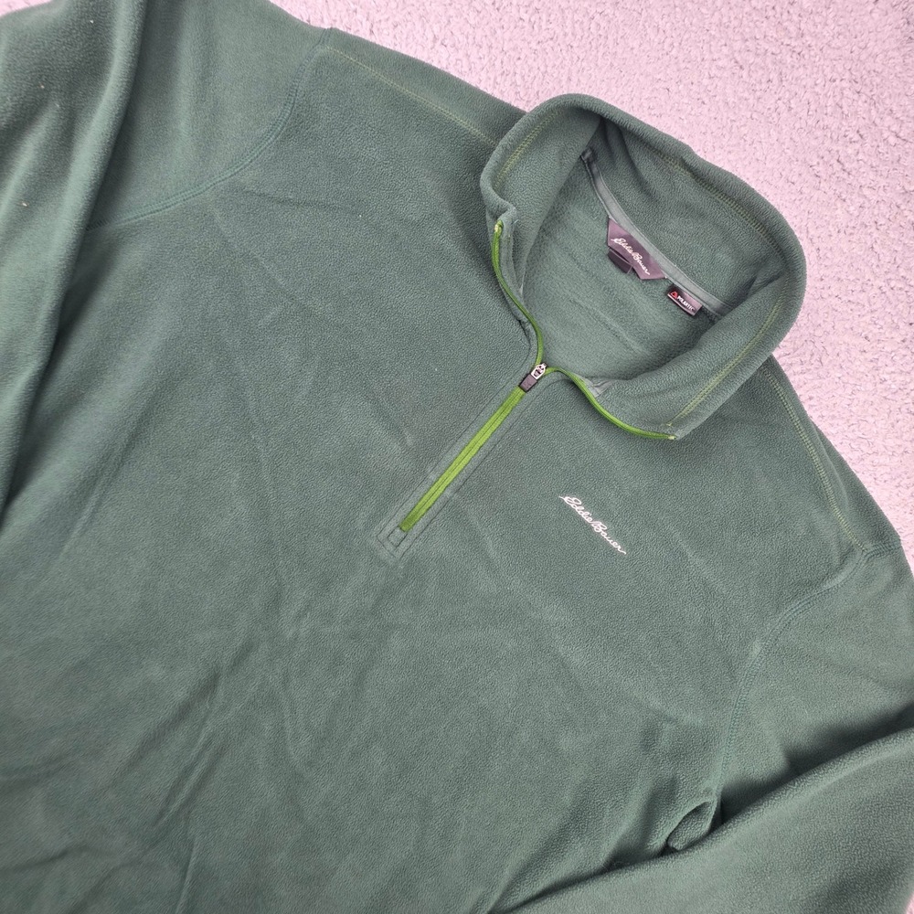 Eddie Bauer Fleece Pullover Mens TXL Green Polartec 1/4 Zip Mock Neck 13550264